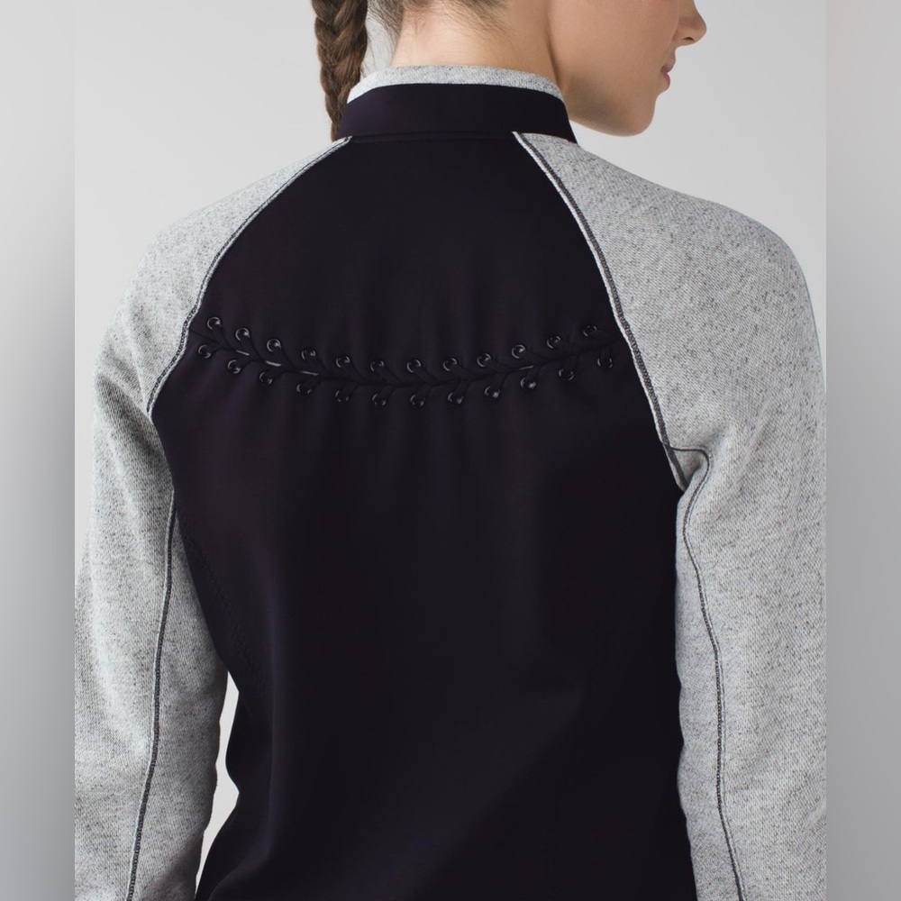 Lululemon Var-city Bomber Full Zip Jacket Sz 4 Black/Heathered Black - Picture 5 of 7